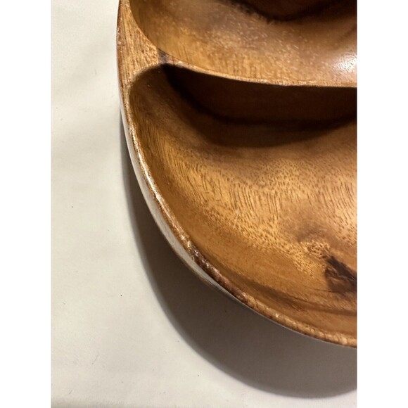 Waikiki Woods 3 Section Tray Monkey Pod Wood Made In Hawaii Vintage Retro Rare! - Picture 3 of 9
